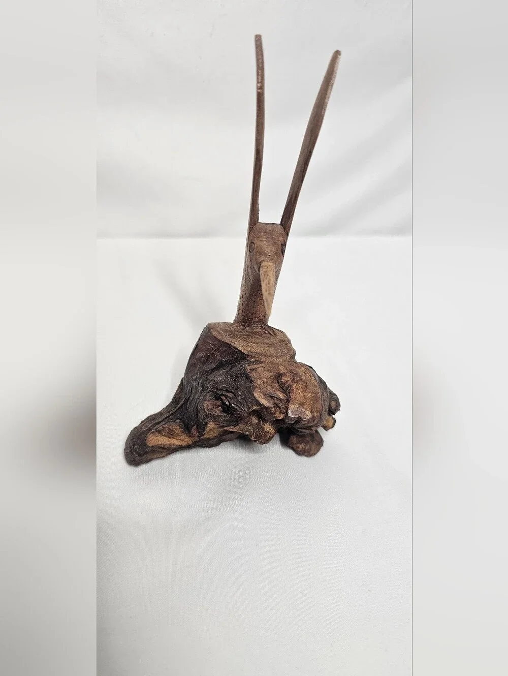 Vintage Hand Carved Wooden Hummingbird Sculpture Ironwood Burl Base Figurine 6" - Picture 5 of 9